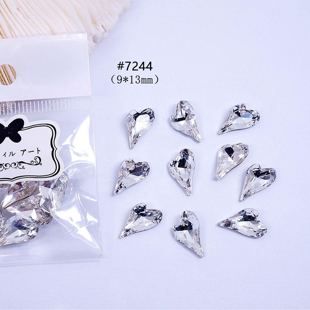 Móng Tay Giả Hình Trái Tim Dễ Thương|Set 10 / 10 Phụ Kiện Trang Trí Móng Tay Hình Trái Tim Nhiều Màu Sắc|Ab