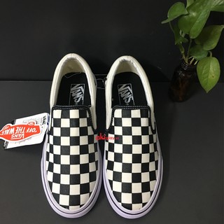 Giày vans lười slip on caro trắng đen Nam nữ
