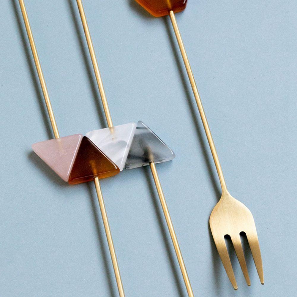 YIYU Muỗng Nĩa Ăn Tráng Miệng / Cà Phê Bằng Thép Không Gỉ Mạ Dùng Làm Đạo Cụ Chụp Ảnh