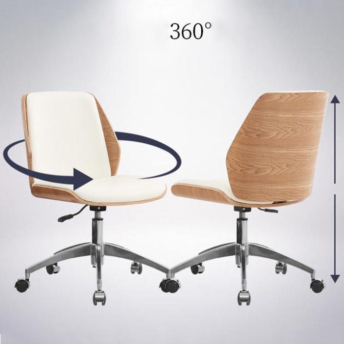 Ghế xoay văn phòng bọc da lưng ốp gỗ cao cấp chống mỏi lưng BJ701, Ghế văn phòng làm việc cho nhân viên GHP031