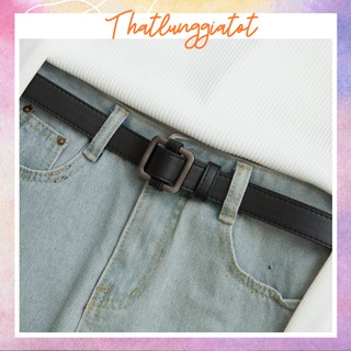 [Mã FASHIONT4FA giảm 10K đơn 50K] Thắt lưng mặt vuông đen luồng da PU 2.3cm TL033 - Thắt lưng giá tốt
