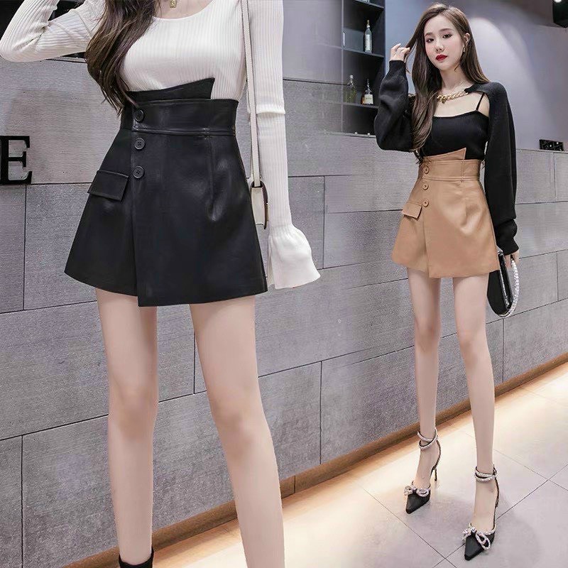 CHÂN VÁY DA CẠP CHÉO HOT TREND (QUẦN GIẢ VÁY)