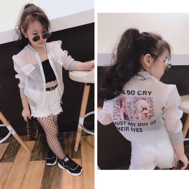 Áo khoác lưới Girl do cry cho bé gái