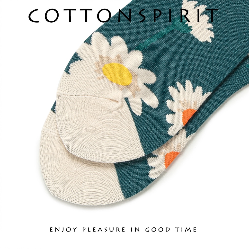 Tất cổ cao nữ Vớ cao cổ nữ Hoạ tiết Hoa cúc Cao cấp Cotton Hàn Quốc Thời trang