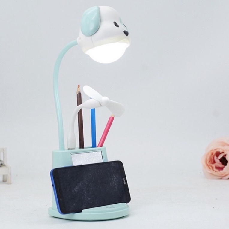 Đèn học để bàn hình chó dễ thương 4 in 1 -tặng 1củ sạc thông minh 3 cổng usb.]