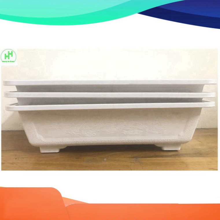 (GIÁ RẺ) 3 Chậu Nhựa Trồng Cây Mini AD 300x200x80 Hình Chữ Nhật Màu Trắng Siêu Đẹp - Made in VIETNAM