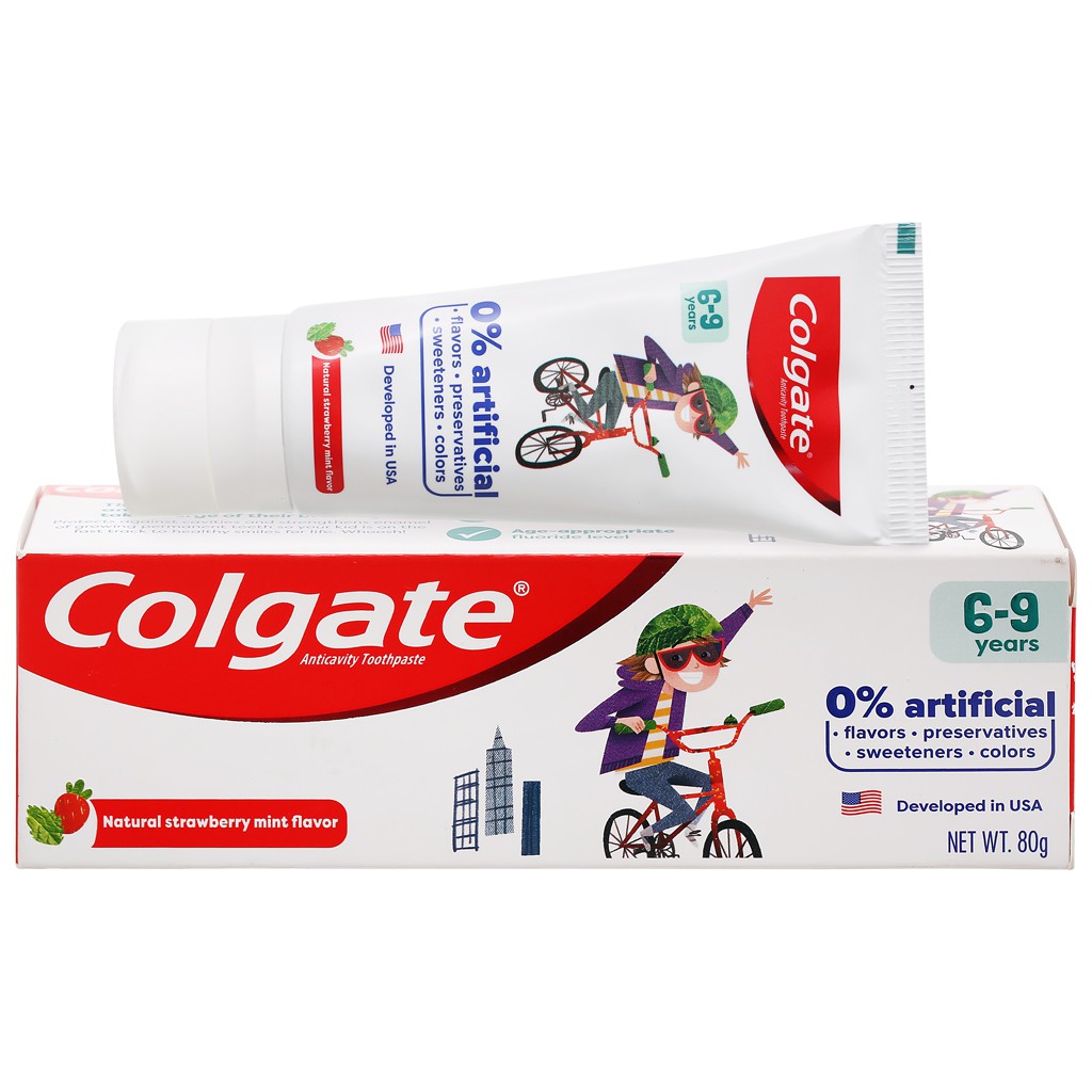 Kem đánh răng cho bé từ 6 - 9 tuổi Colgate hương dâu bạc hà 80g