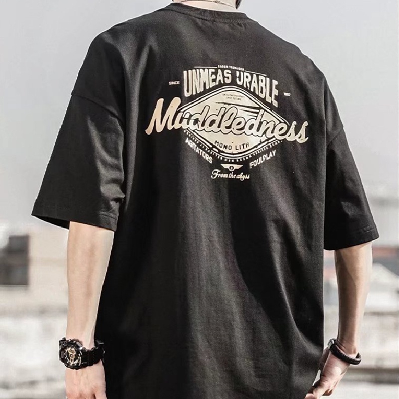 Áo Thun Nam Tay Ngắn Dáng Rộng Phong Cách Hip Hop Hàn Quốc Size M-5XL