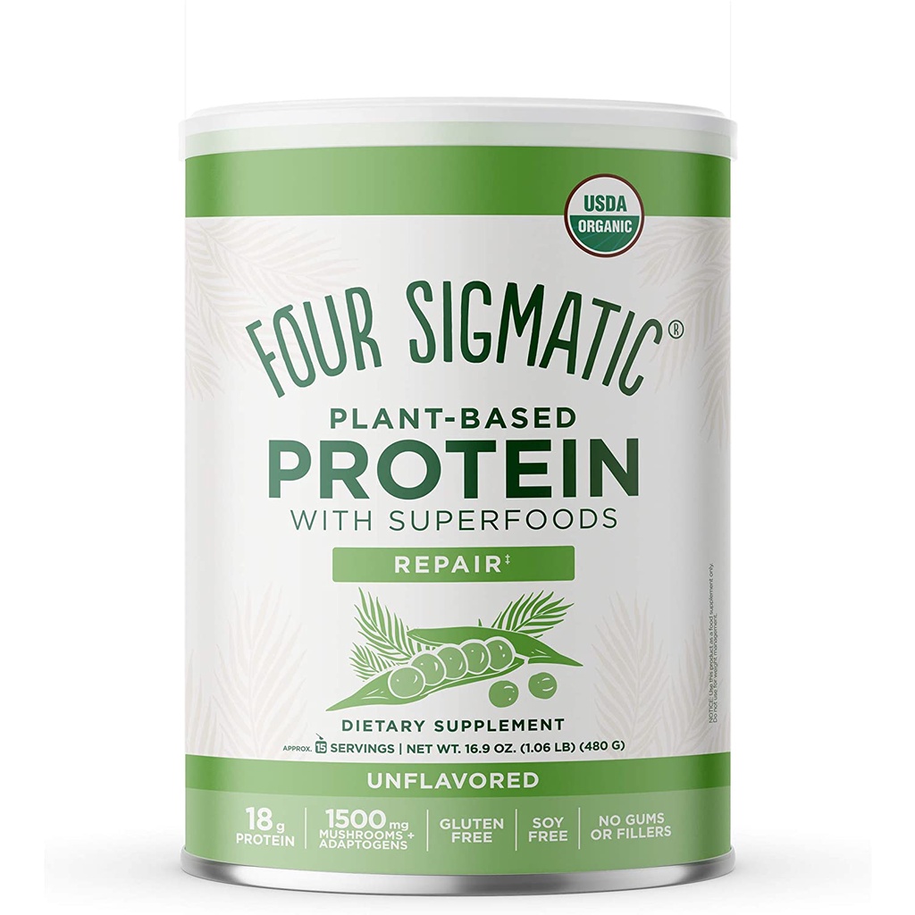 BỘT ĐẠM THỰC VẬT HỮU CƠ Four Sigmatic Superfood Protein, Organic Plant-Based, NẤM Chaga &amp; SÂM ẤN ĐỘ Ashwagandha, 480g