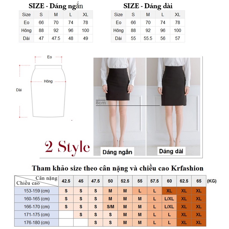Chân váy công sở Cao Cấp bút chì style Hàn Quốc Váy cạp cao krfashion.vn đẹp thanh lịch