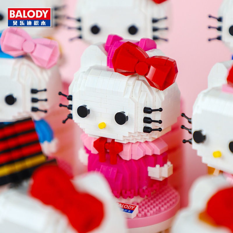 【ready stock】 Hello Kitty Girl Heart Birthday Quà tặng KT Cat Lắp ráp khối xếp hình tương thích Lego Hello Kitty Girl