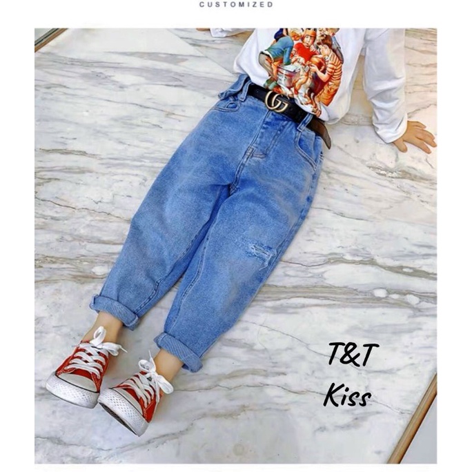 Thanh lý quần jean sang chảnh ,kèm đai cho bé size nhỡ 16_28kg