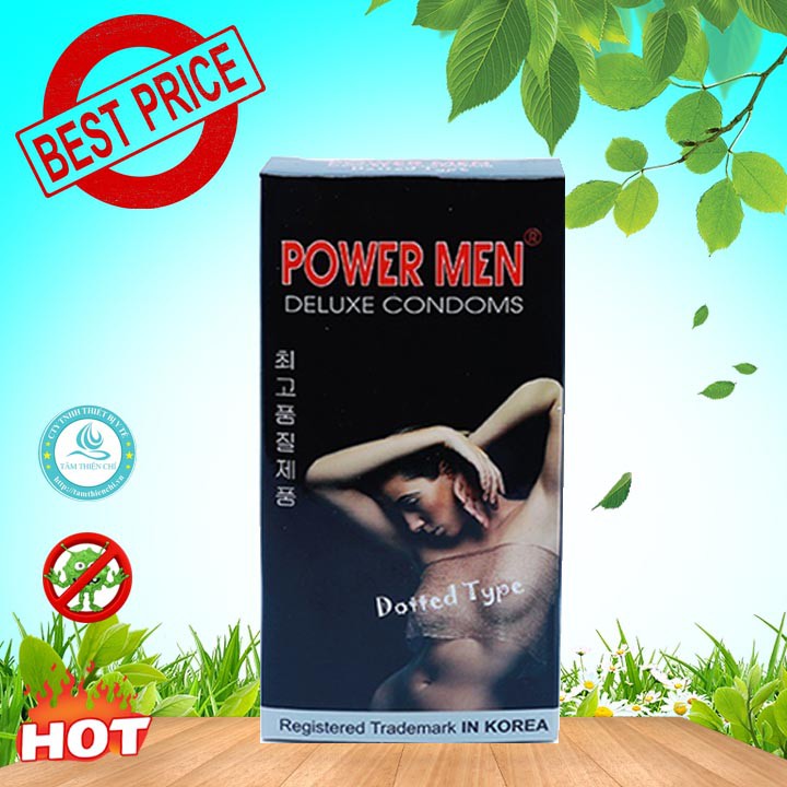 Hộp 12 chiếc Bao cao su POWERMEN DOTTED bi chấm