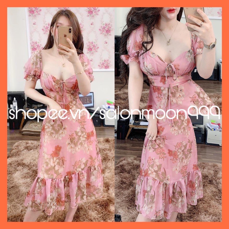 Đầm Voan Đuôi Cá Cúp Ngực Cổ Vuông