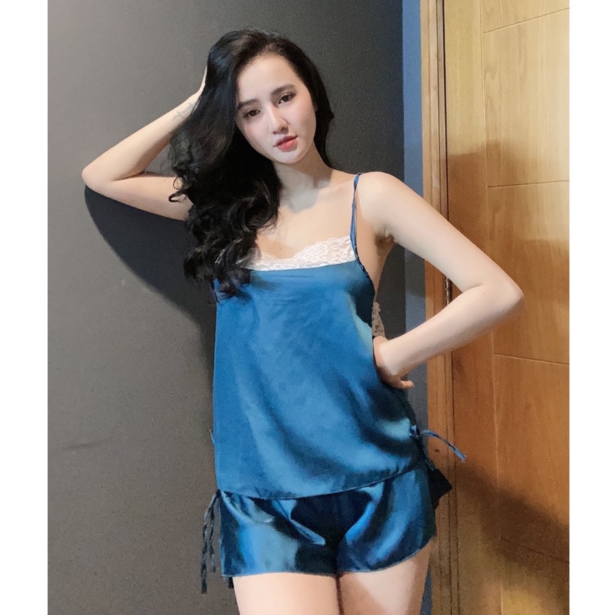 Đồ ngủ sexy / Set bộ 2 dây phối ren kèm quần xẻ đùi, chất liệu SATIN cao cấp loại 1, mềm mịn mát, freesize dưới 60kg Sex | BigBuy360 - bigbuy360.vn