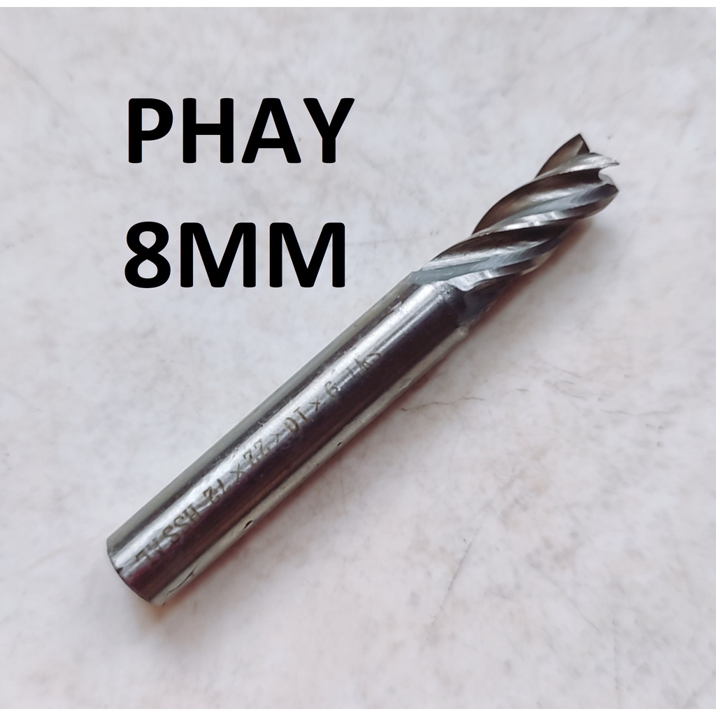 Mũi phay 8mm, 4 me cắt, chất liệu thép gió