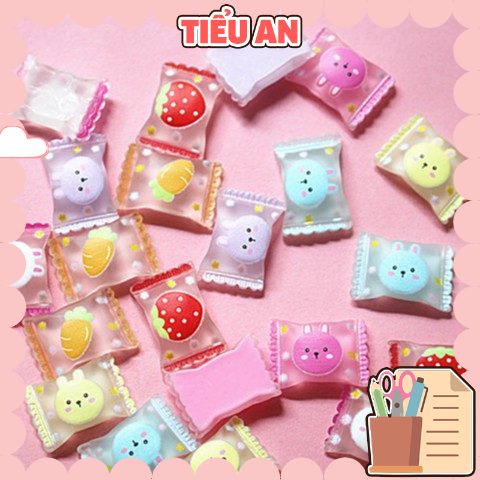 Charm (C89) slime/ Dụng Cụ Charm Trang Trí [Ko Keo &amp; Nút] Hình Vỏ Kẹo (2.1x1.4 cm) - 01 Cái