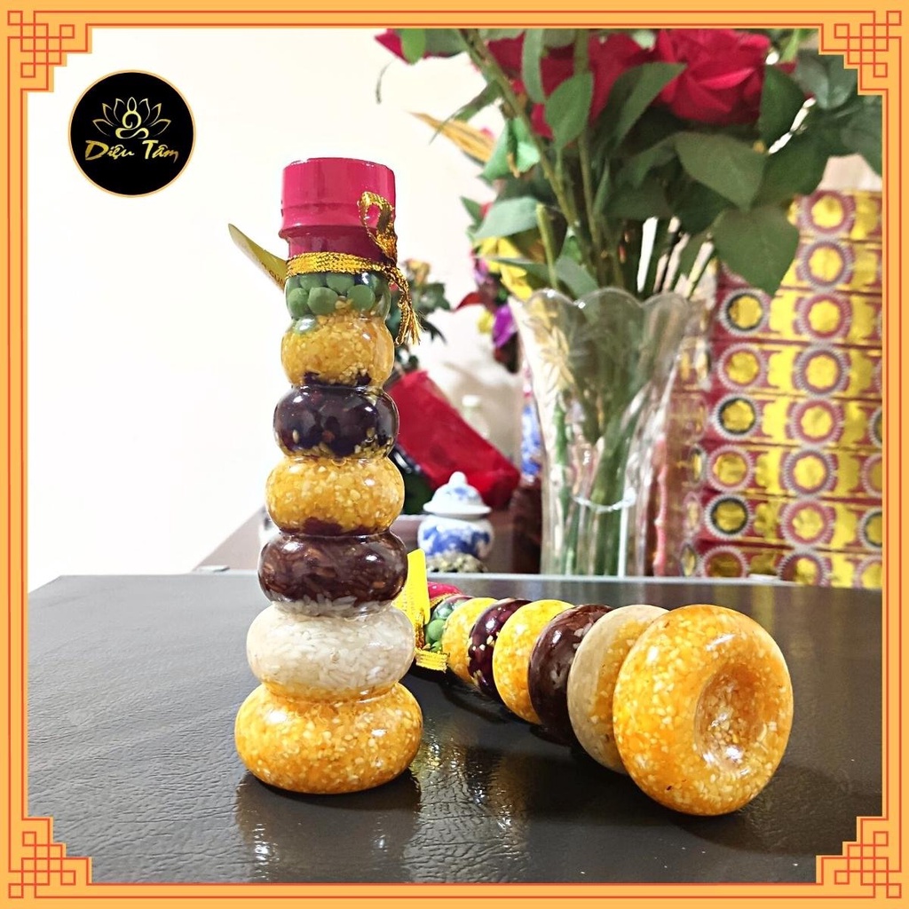 Chai ngũ cốc phong thủy năm thứ đậu hình hồ lô - Cầu tài lộc sung túc no đủ đồ thờ cúng
