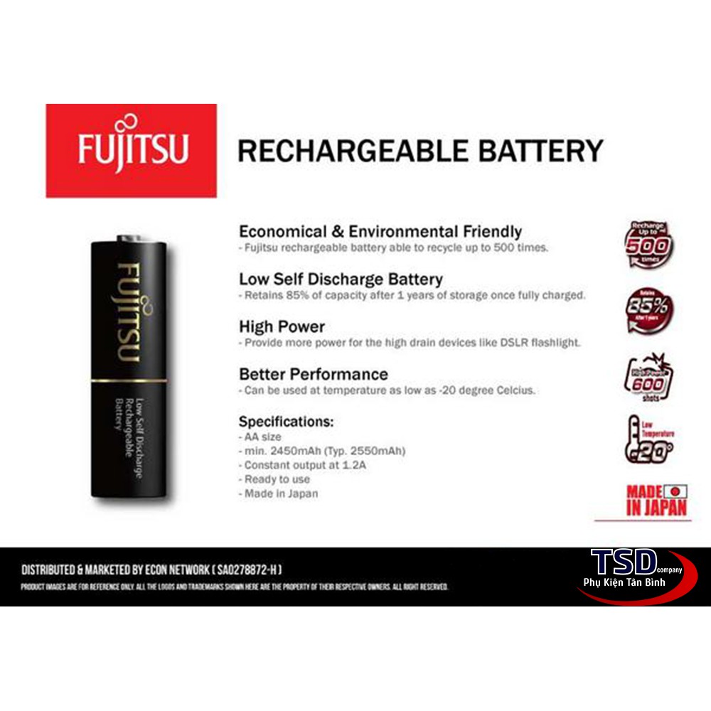 Bộ Sạc Pin Fujitsu FCT344 Tích Hợp Sạc Nhanh Kèm 4 Viên Pin AA 2450mAh