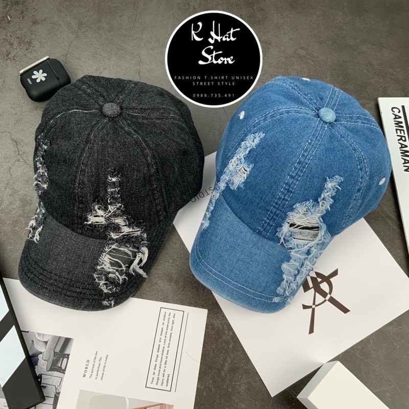 Nón Kết Jeans Rách Trơn Tua Rua Thời Trang Bụi Bặm , Phong Cách Ulzzang Unisex