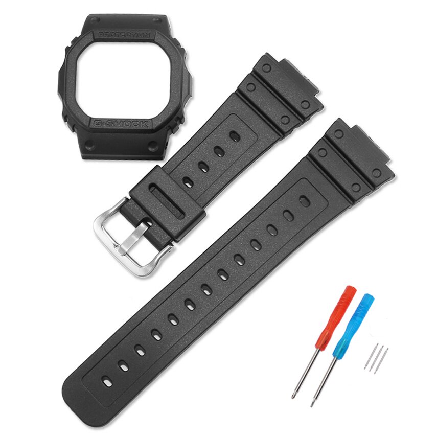 Dây đeo silicone cao su chống thấm nước có gờ kèm logo cho đồng hồ Casio G-SHOCK DW5600 DW-5600/5000 DW-5030/5025