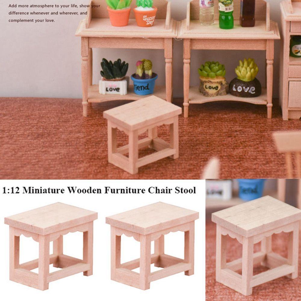 Bộ 2 Ghế Nội Thất Mini 4.1 * 2.1 * 3cm Tự Trang Trí Nhà Búp Bê Tỉ Lệ 1: 12