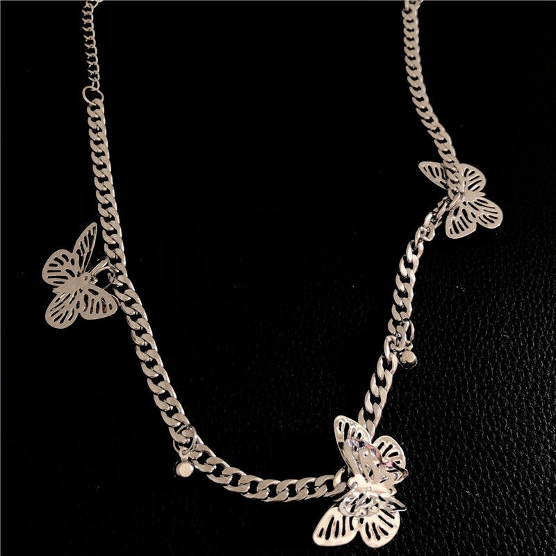 Vòng Cổ choker Bằng Kim Loại Dày Họa Tiết Bướm Ba Chiều 22393