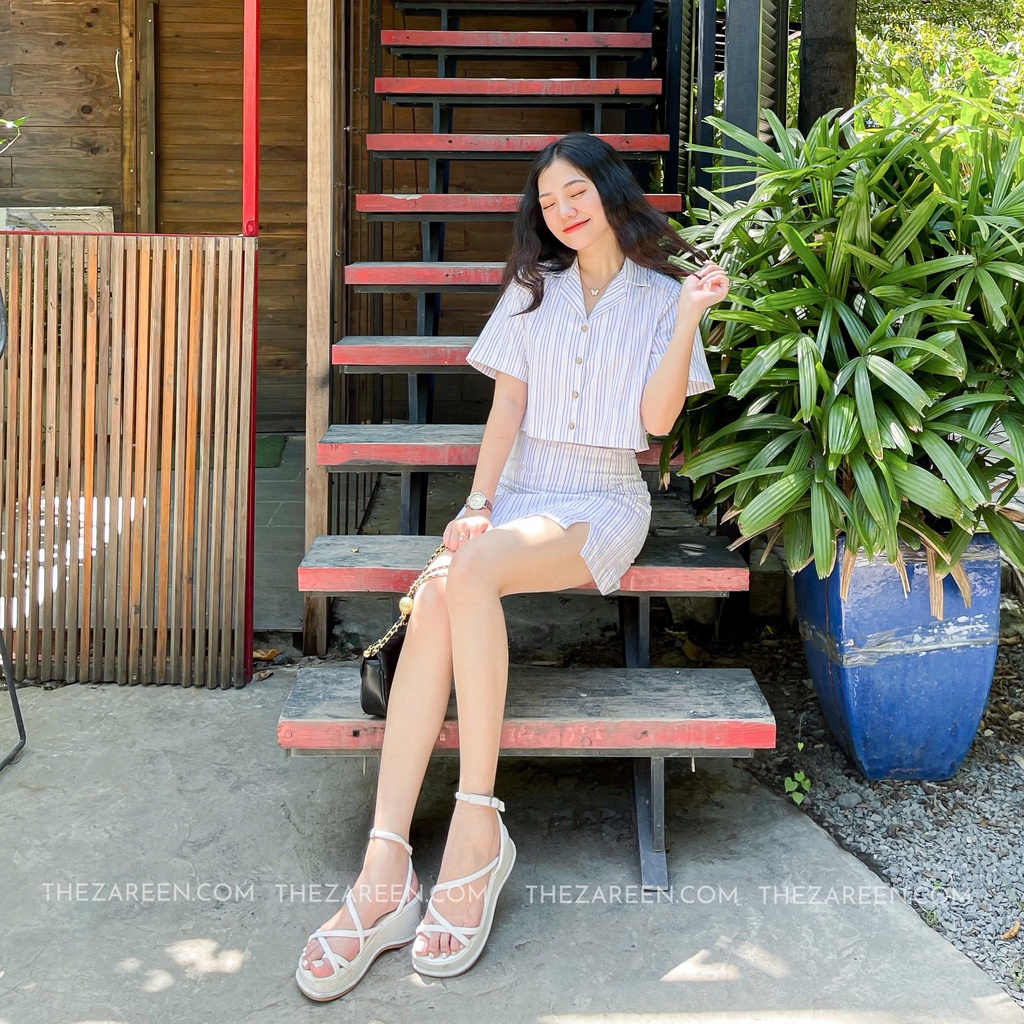 SET SƠ MI SỌC CROPTOP ZAREEN