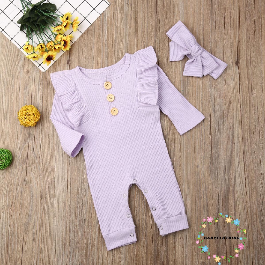 ღWSVღFashion Newborn Baby Boy Girl Rompers Long Sleeve Romper Button Knitted Jumpsuit Overall Knitted Clothes Casual