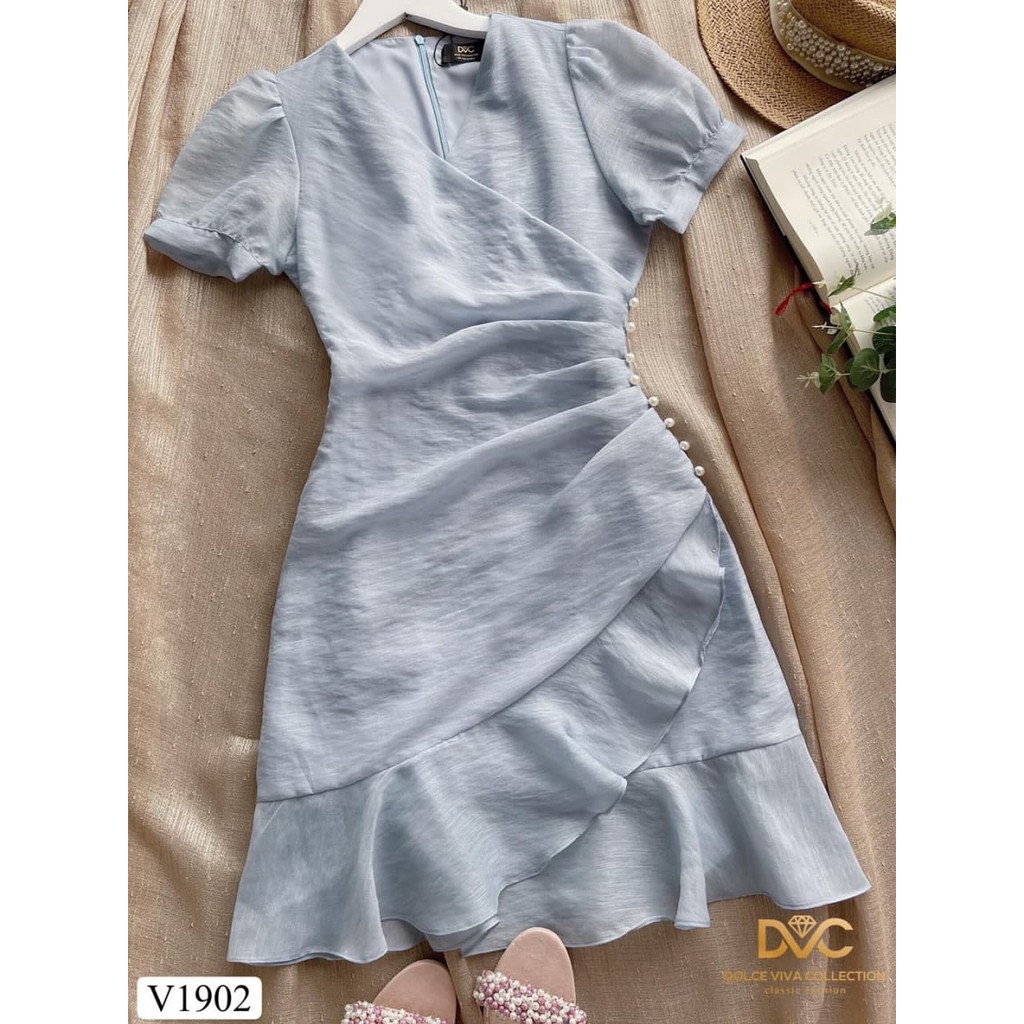 [𝐅𝐫𝐞𝐞𝐬𝐡𝐢𝐩] Đầm thiết kế 💓 Đẹp DVC 💕 chất đũi thái xếp li chéo eo sang chảnh V1902 - Zin Dress Design