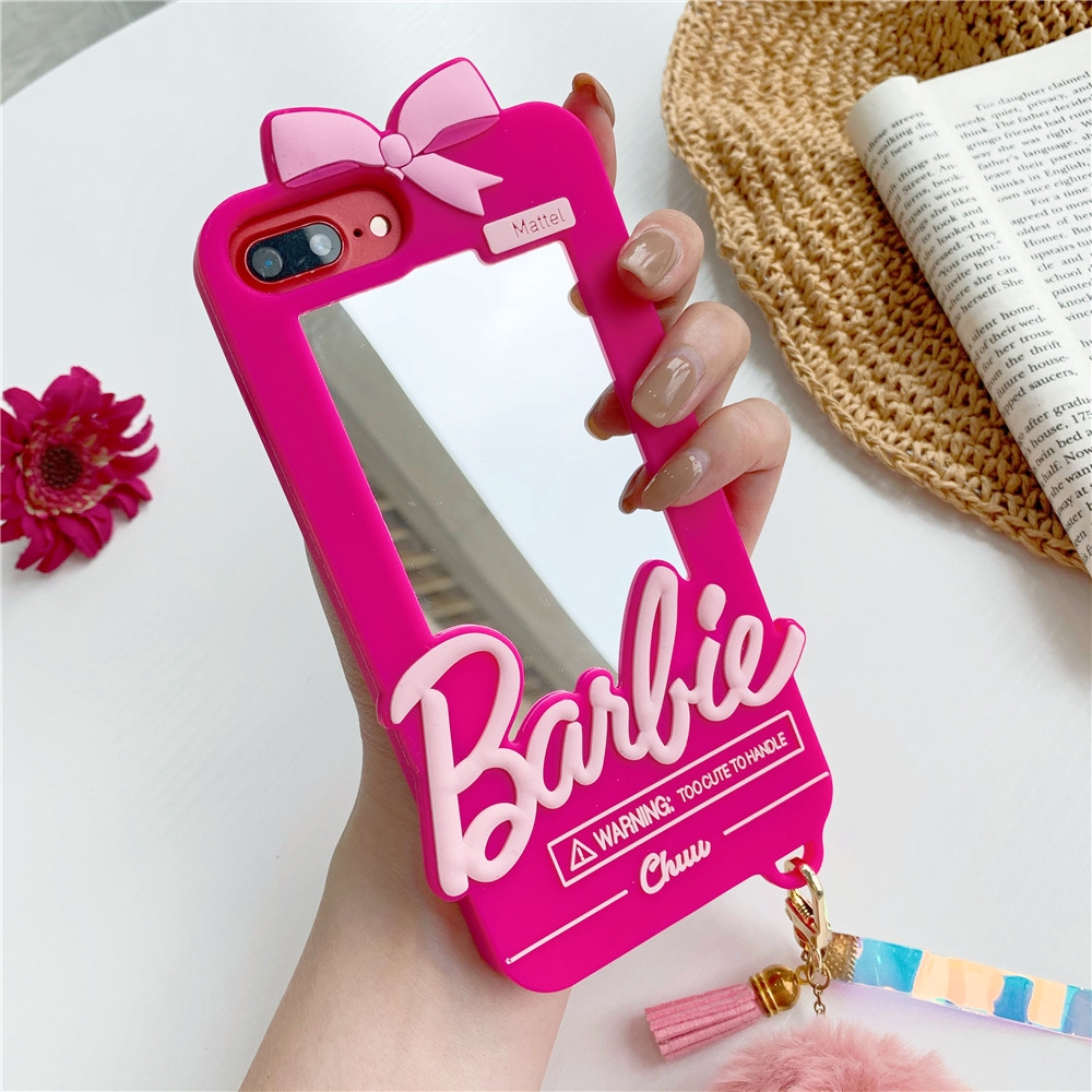 Ốp Điện Thoại TPU Silicon Mềm Tráng Gương Hình Búp Bê Barbie Màu Hồng Dễ Thương Cho iPhone 11 Pro MAX X XS MAX XR 7 8 Plus SE2 6 6S Plus