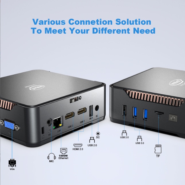 EuroOutlet 🔝 PC BOX Mini Hỗ trợ xuất 2 HDMI cùng lúc Intel® Gemini Lake J4125 Ram8G + 128Gb - tích hợp win 11Pro