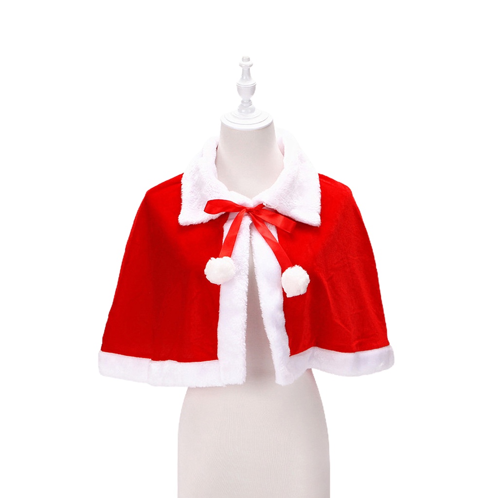 Áo choàng cổ bẻ đính quả bông và nơ phong cách giáng sinh dành cho trẻ em và người lớn
 | BigBuy360 - bigbuy360.vn