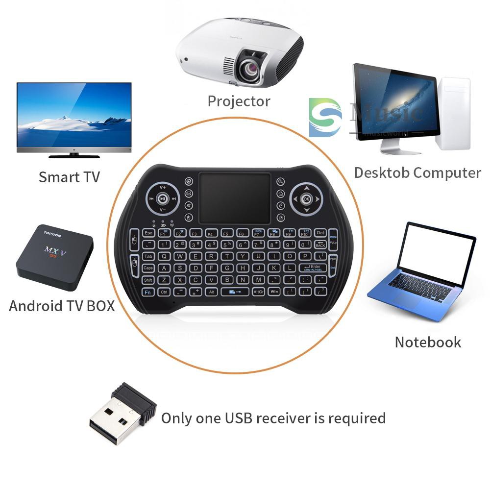 〖MUSIC〗Backlit 2.4GHz Wireless Keyboard Touchpad Mouse Handheld Remote Control 3 Colors Backlight for Android TV BOX Smart TV PC Notebook