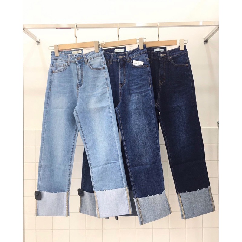 Quần jeans ống đứng lật lai cực chất