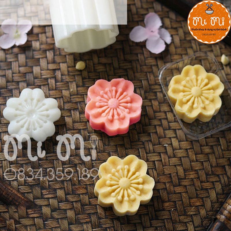 Khuôn bánh trung thu lò xò tạo hình hoa anh đào 50g(hàng chuẩn túi in hoa anh đào hồng)