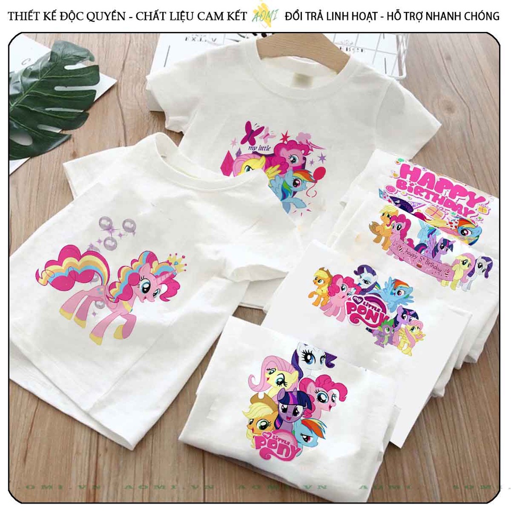 ÁO THUN UNISEX little pony PHÔNG TRẮNG TAY NGẮN NAM NỮ GIA ĐÌNH CẶP ĐÔI SIZE TRẺ EM BÉ TRAI GÁI AOMIVN