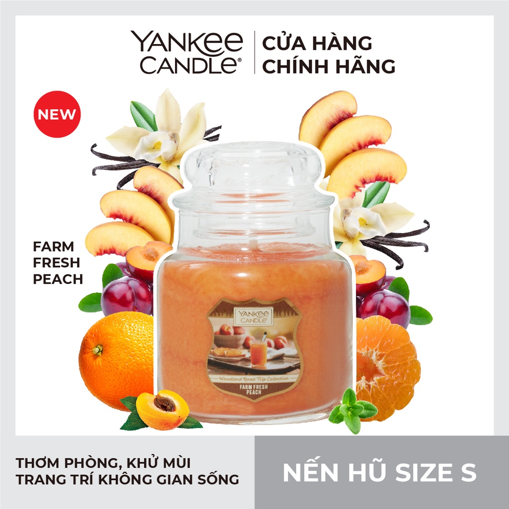 Nến hũ Yankee Candle size S - Farm Fresh Peach (104g)