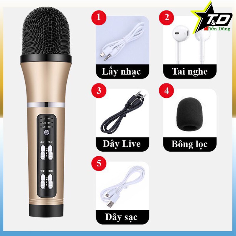 Mic C25 lấy nhạc buetooth, livestream thu âm cao cấp đa năng giả giọng đầy đủ phụ kiện tai phone