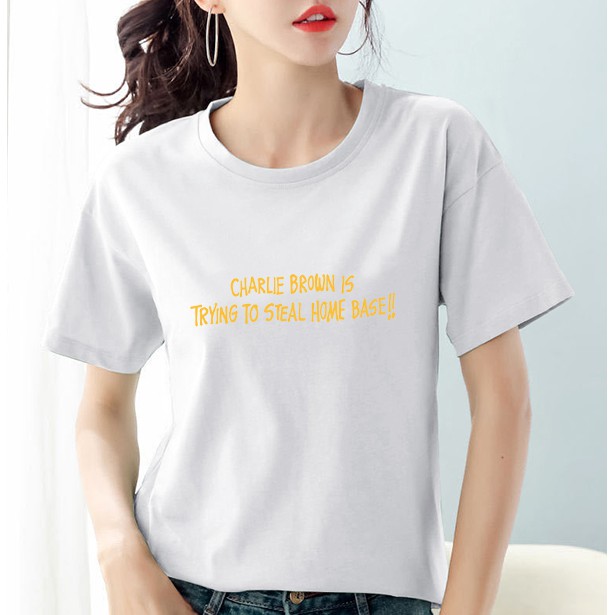 100% cotton women clothes /clothing t-shirt women round neck short sleeve print blouse tops