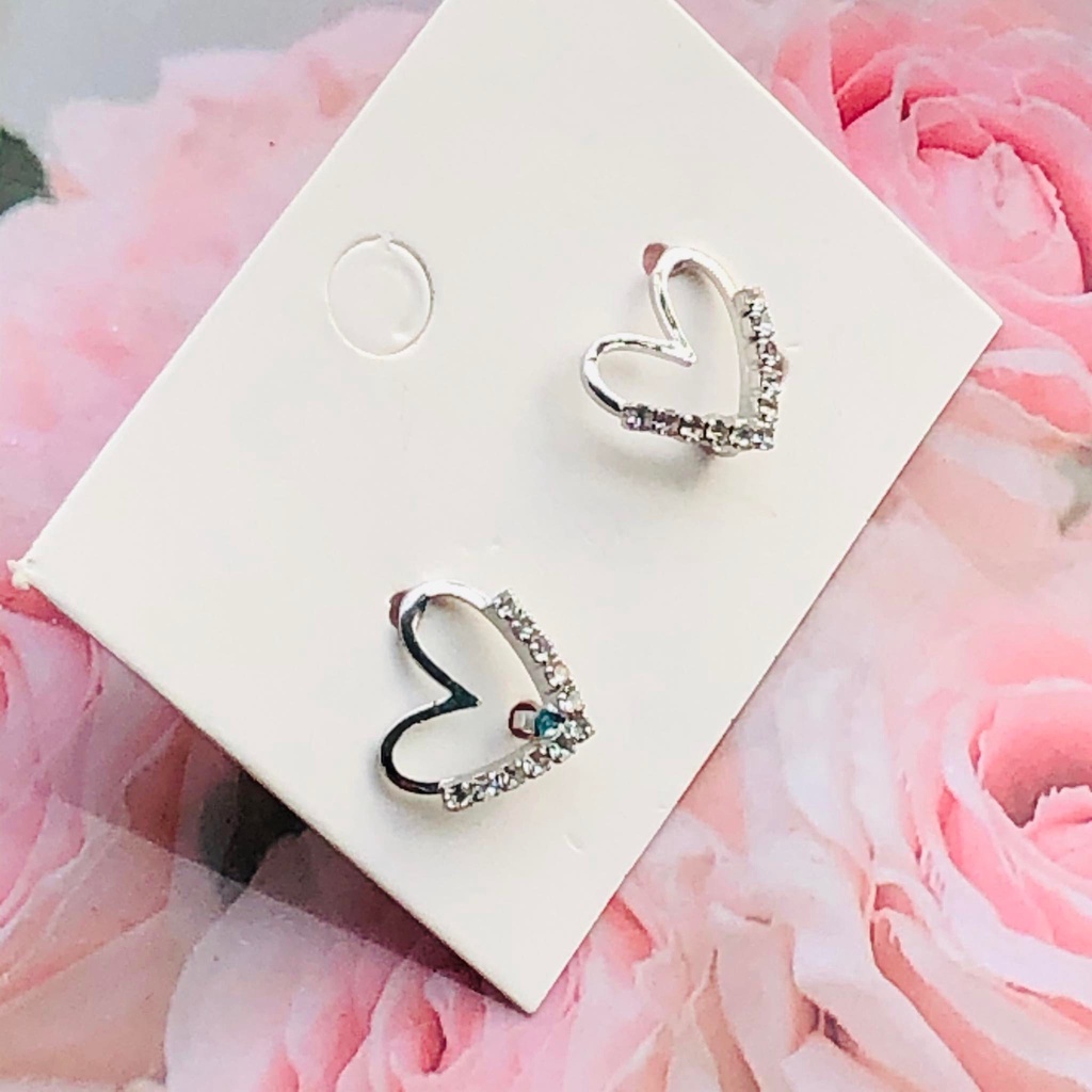 Khuyên tai mạ bạc hình trái tim nhỏ kiểu dáng sang trọng dành cho nữ