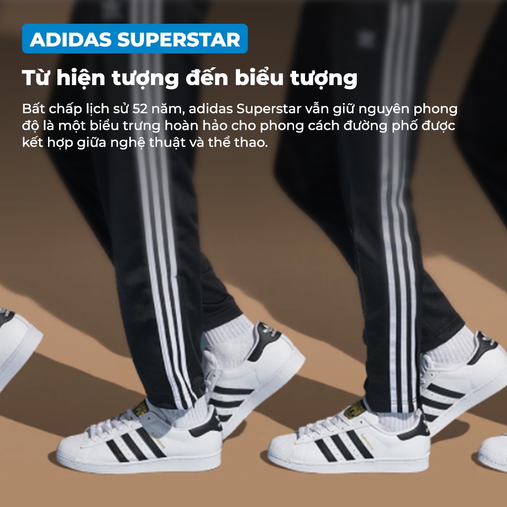 Giày sneaker trắng Adidas Super Star cho nam nữ chính hãng tem vàng full box Present Original Sneakers