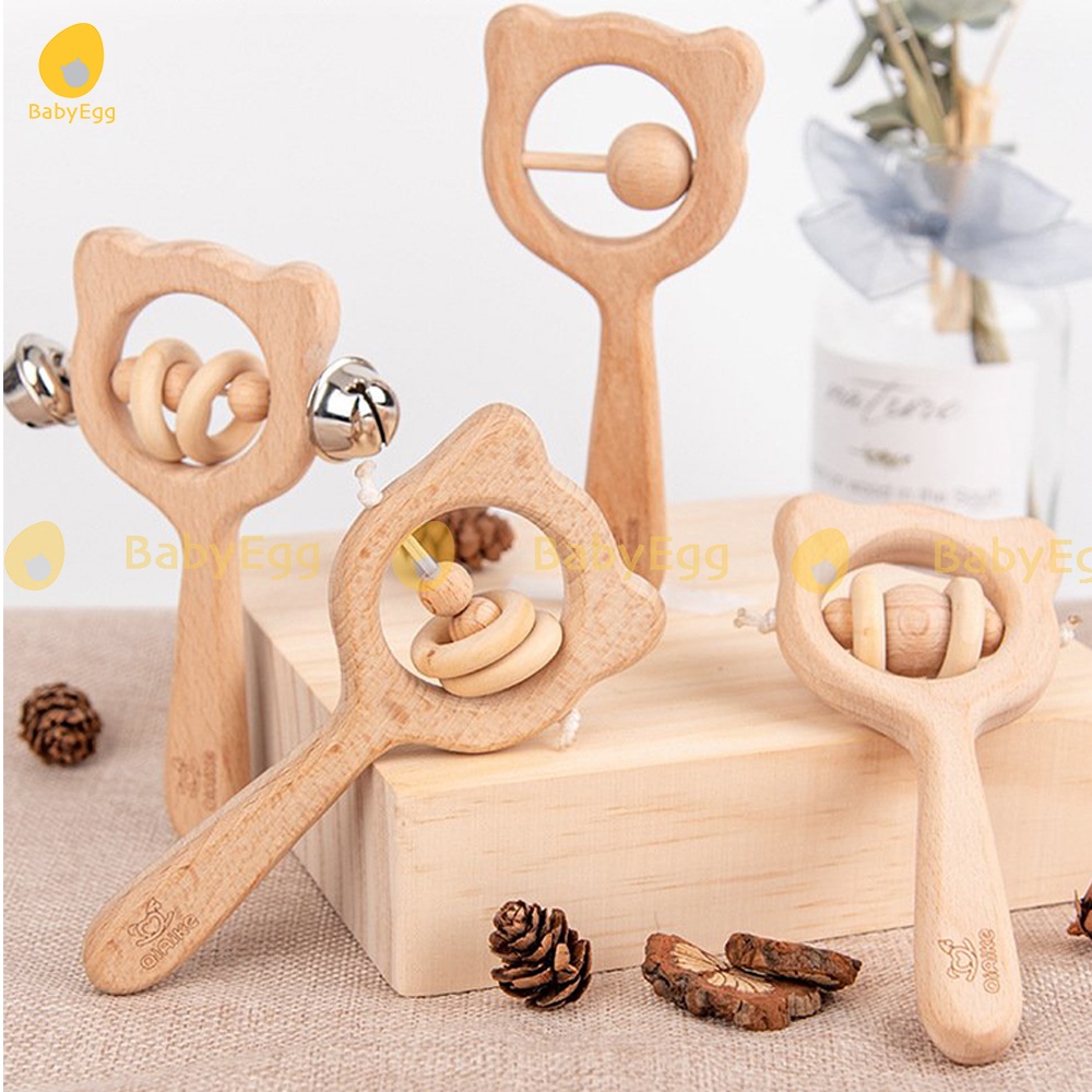 TỔNG HỢP lục lạc gỗ trơn Đồ chơi giáo dục sớm montessori cho trẻ nhỏ trẻ sơ sinh xúc xắc lục lạc 6 tháng 1 tuổi babyegg