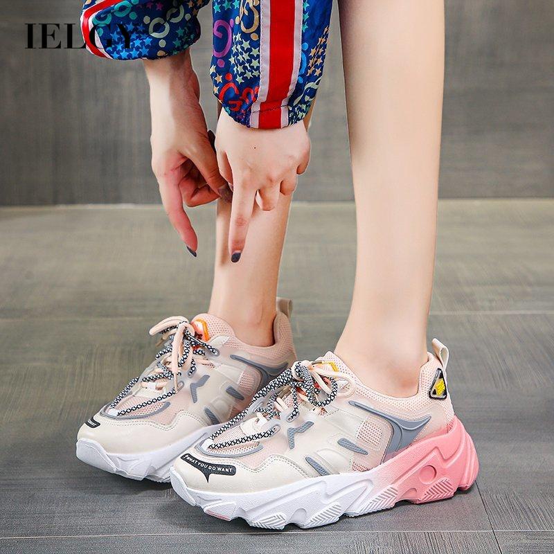 Giày thể thao IELGY màu sắc gradient thoáng khí thời trang cho nữ