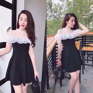 Bigsale Đầm xòe phối ren bi