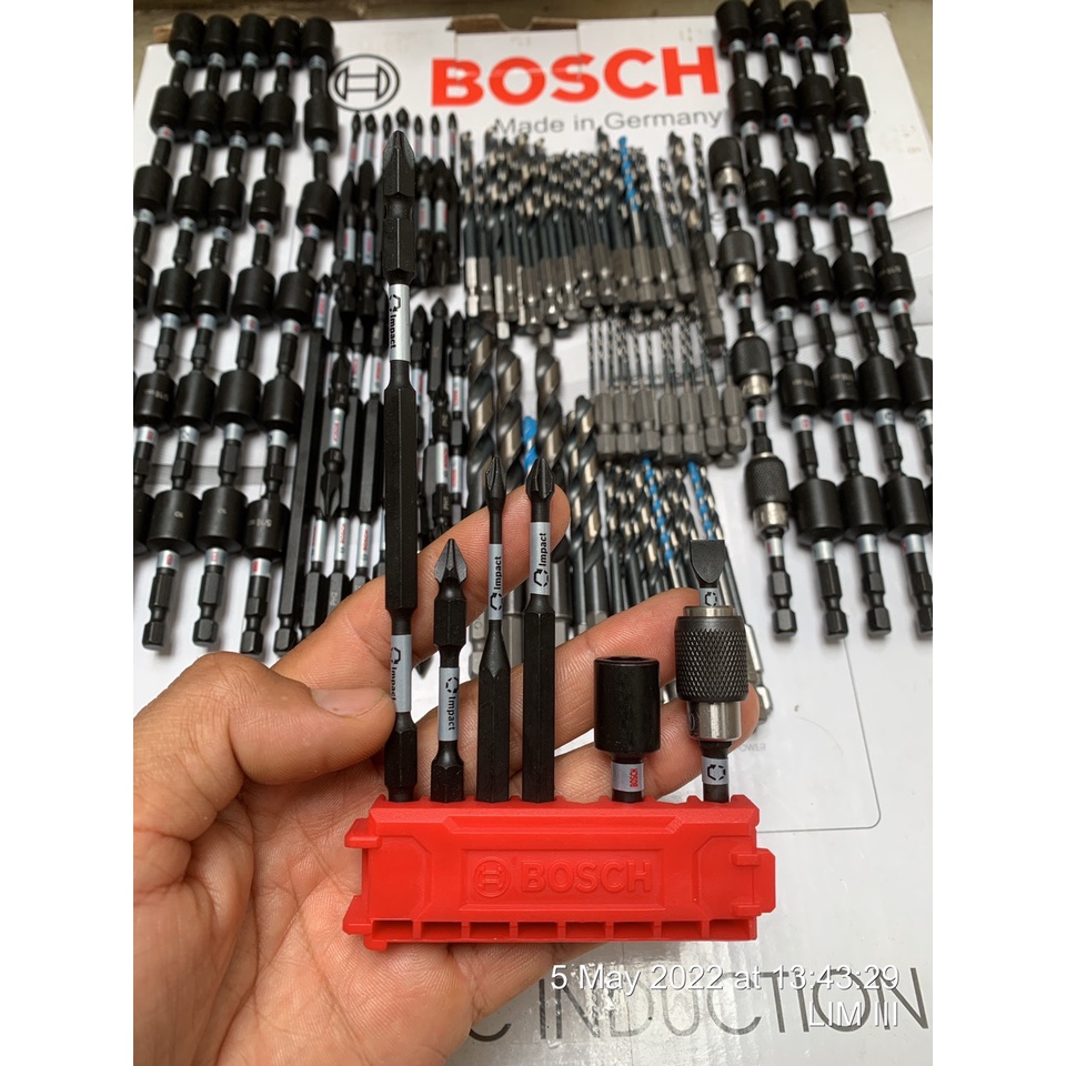 Bộ mũi vít PH1 PH2 SL8 đầu chuyển bu lông 1/4 3/8 1/2  đầu bắn tôn 1/4 5/16 10ly Bosch