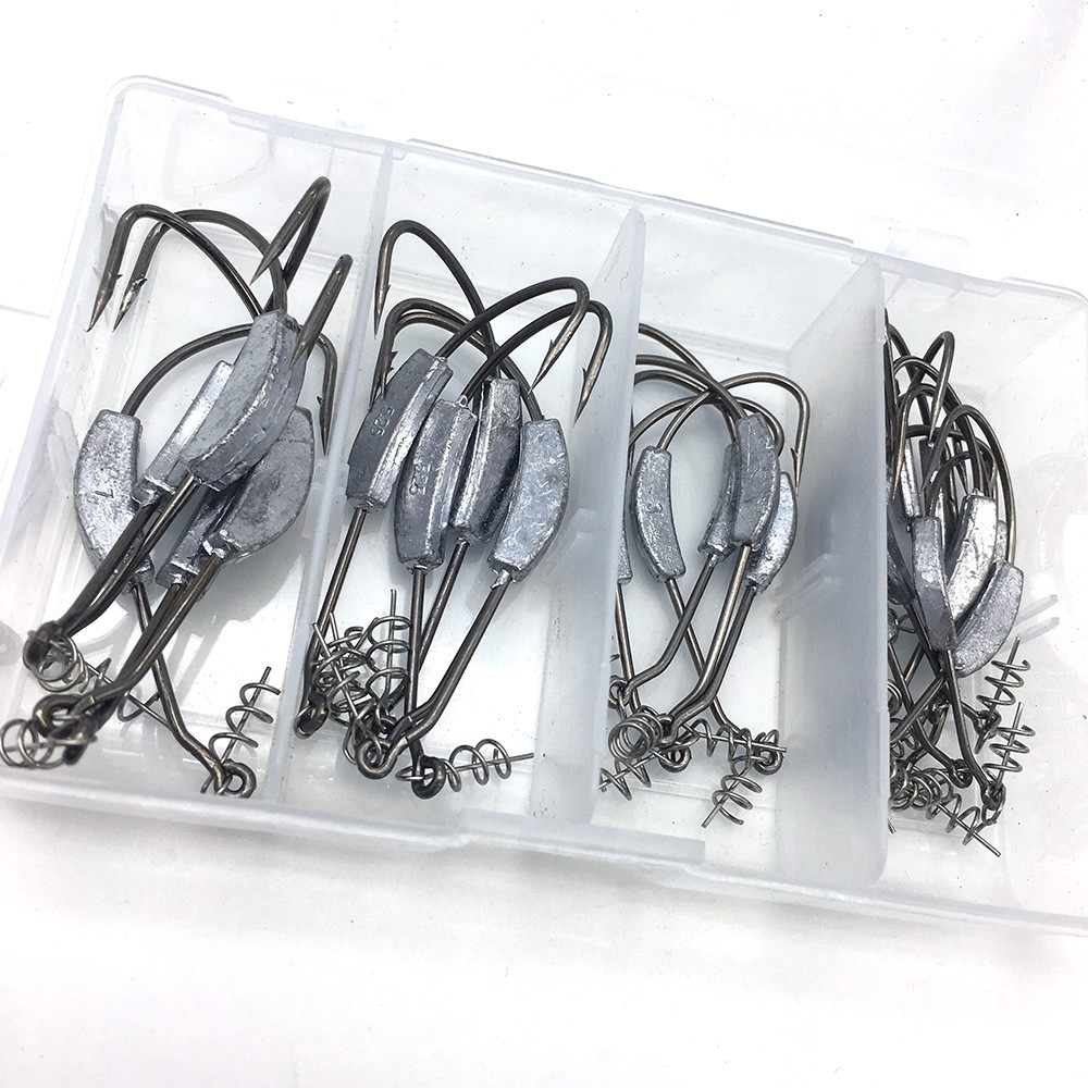 Hộp 25 Lưỡi Câu Cá Bằng Chì Nguyên Khối Kèm Móc Lò Xo Mềm Mại Tiện Dụng