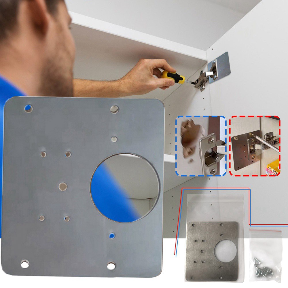 Bộ 1/3 tấm sửa bản lề có lỗ đinh bằng thép không gỉ cứng cho đồ nội thất cửa tủ các loại