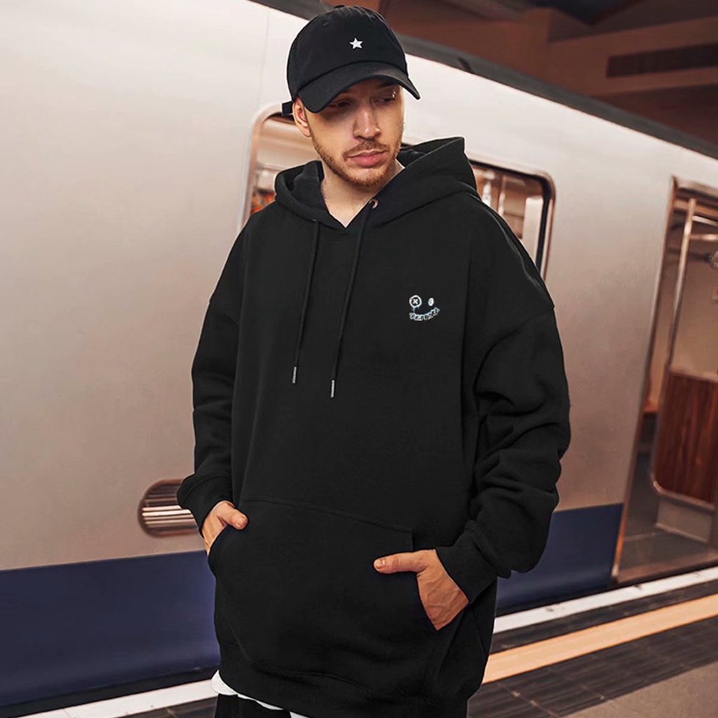 Áo Hoodie dày dặn in họa tiết mặt cười thời trang Âu Mỹ cá tính cho cặp đôi size M-8Xl