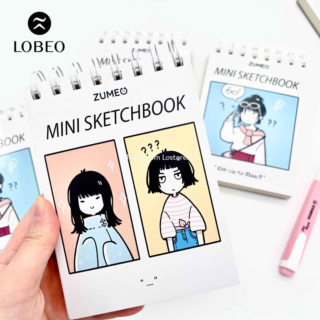 (LOBEO) Sổ vẽ Zumeo Mini Sketchbook 160gsm 50 tờ khổ A6